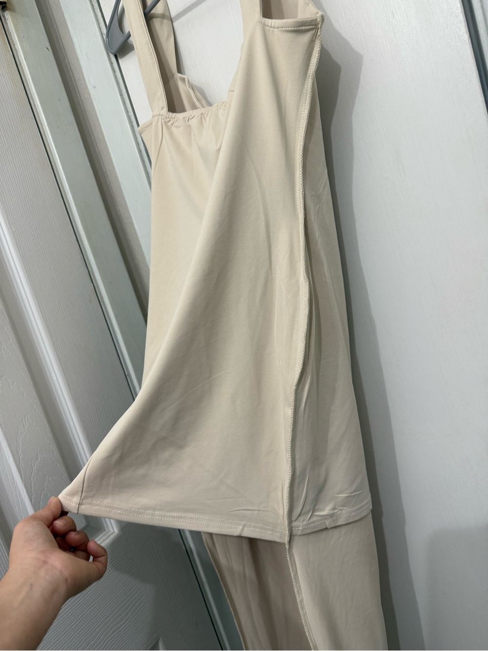 SHEIN Cream Square-Neck Midi Bodycon Dress / Size: SMALL - Picture 9 of 9